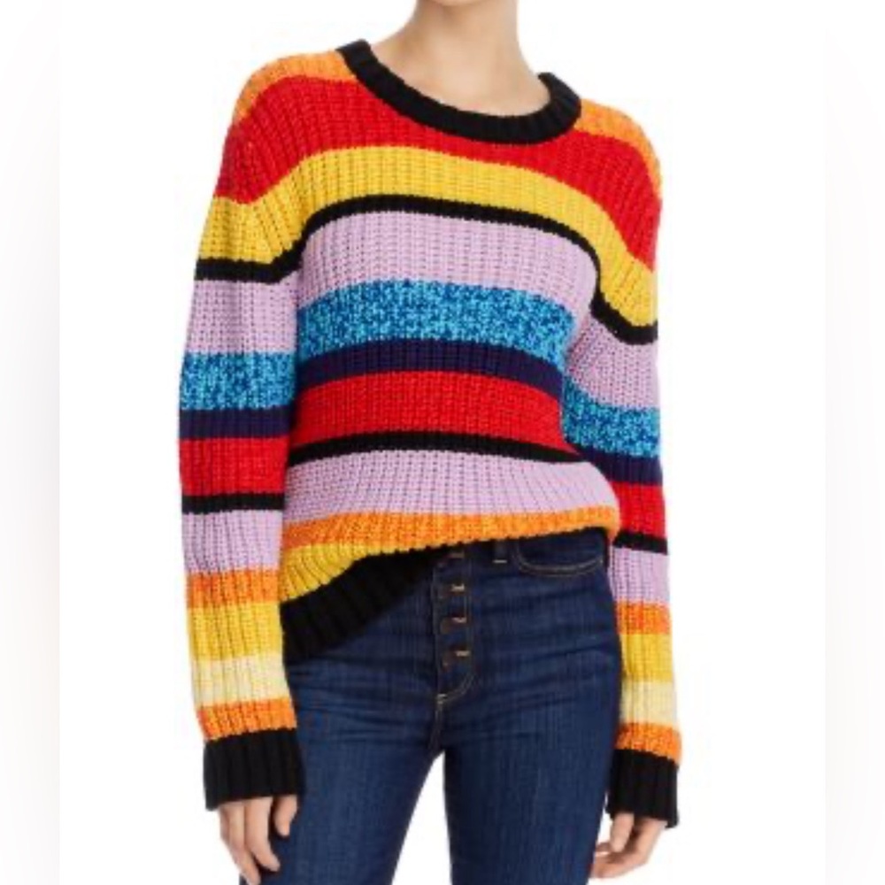 Alice + Olivia Barb Rainbow Striped Sweater Small - Picture 1 of 10